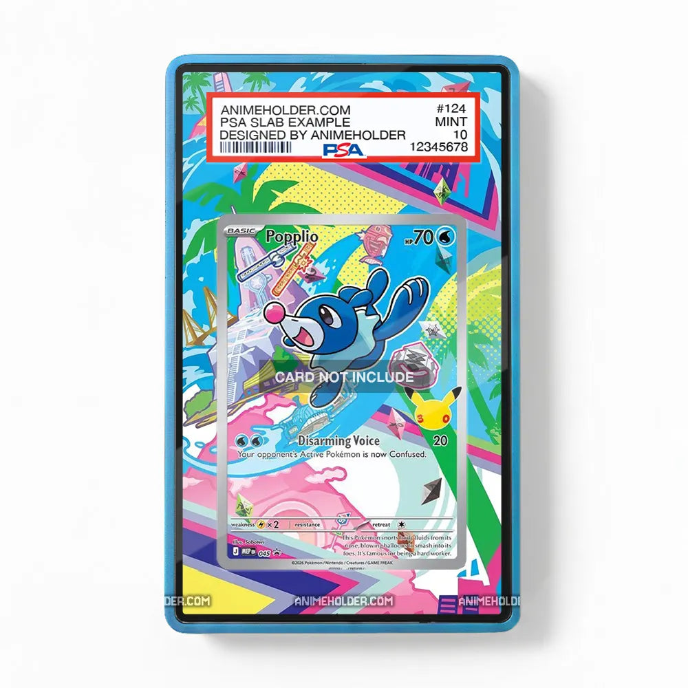 Popplio 021-30th-P Promo 30th Anniversary Pokemon Cards Custom Art Display Cases - PSA Slab Case - Front View