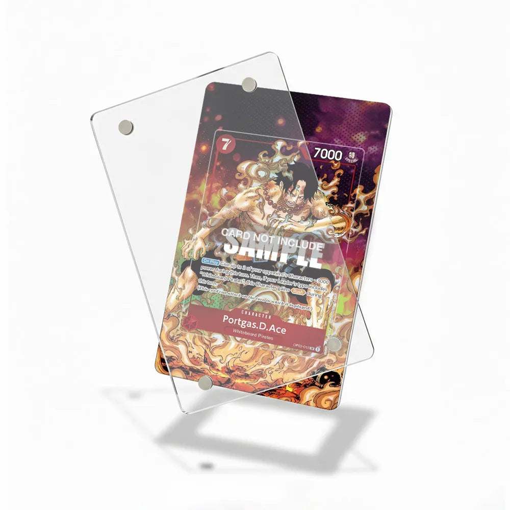 Portgas.D.Ace OP02-013 Whitebeard Pirates One Piece Cards Custom Art Display Cases - Magnetic Case - Detail View