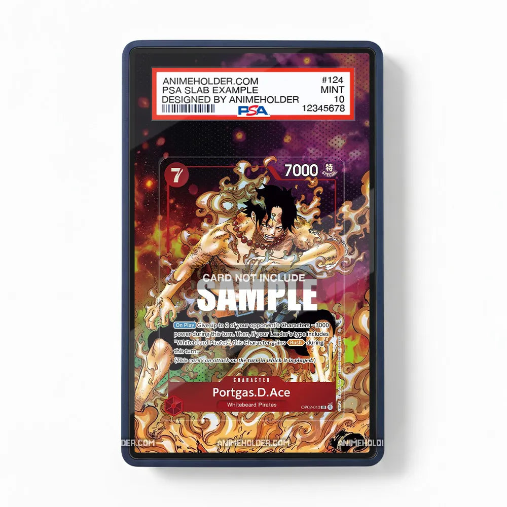 Portgas.D.Ace OP02-013 Whitebeard Pirates One Piece Cards Custom Art Display Cases - PSA Slab Case - Front View