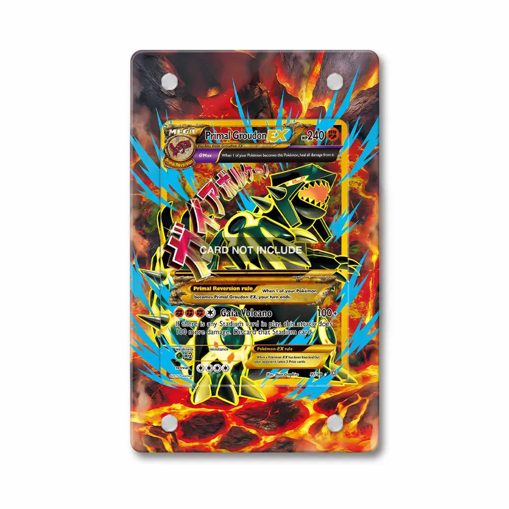 Primal Groudon EX 097-098 Roaring Skies Extended Art Display Cases - PSA Slab Case - Front View
