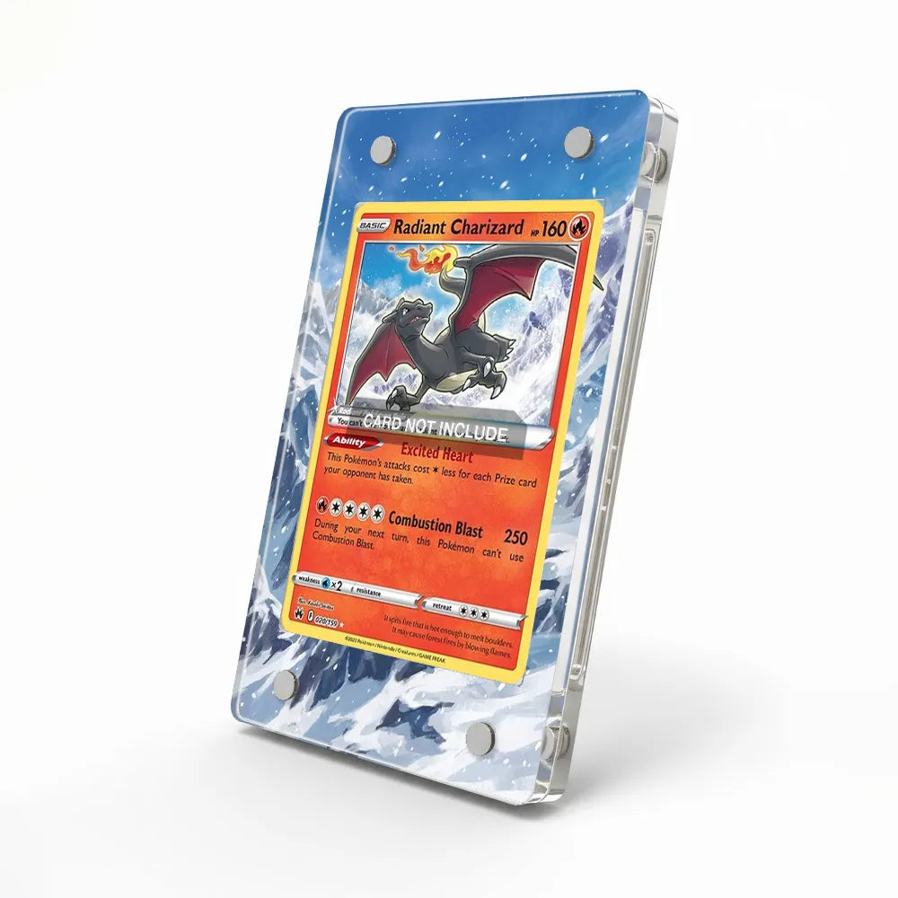 Radiant Charizard 020-159 Crown Zenith Pokemon Cards Custom Art Display Cases - Magnetic Case - Side View