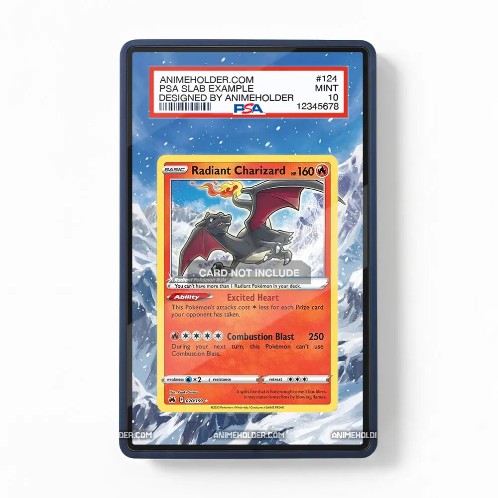 Radiant Charizard 020-159 Crown Zenith Pokemon Cards Custom Art Display Cases - PSA Slab Case - Front View