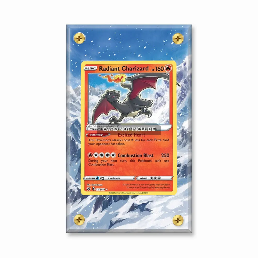 Radiant Charizard 020-159 Crown Zenith Pokemon Cards Custom Art Display Cases - Screws Case - Front View