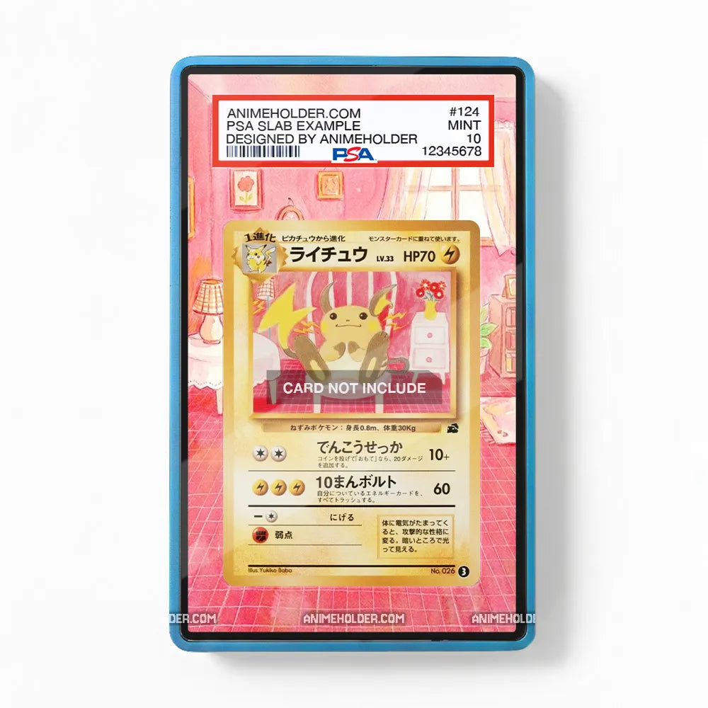 Raichu 026-SM-P Japanese Promo Pokemon Cards Custom Art Display Cases - PSA Slab Case - Front View