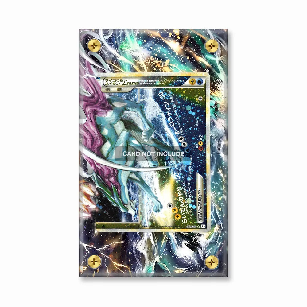 Raikou & Suicune LEGEND 068-080 Reviving Legends Pokemon Cards Custom Art Display Cases - Screws Case - Front View