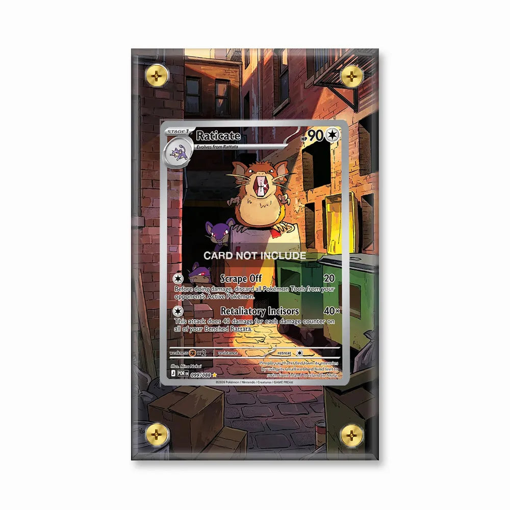 Raticate 099-088 Perfect Order Pokemon Cards Extended Art Display Cases - Screws Case - Front View