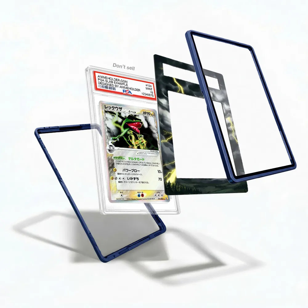 Rayquaza 043-086 Emerald Pokemon Cards Custom Art Display Cases - PSA Slab Case - Detail View