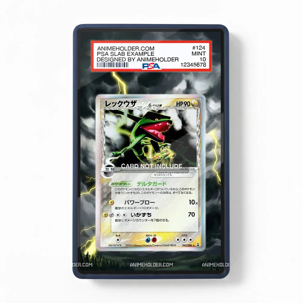 Rayquaza 043-086 Emerald Pokemon Cards Custom Art Display Cases - PSA Slab Case - Front View