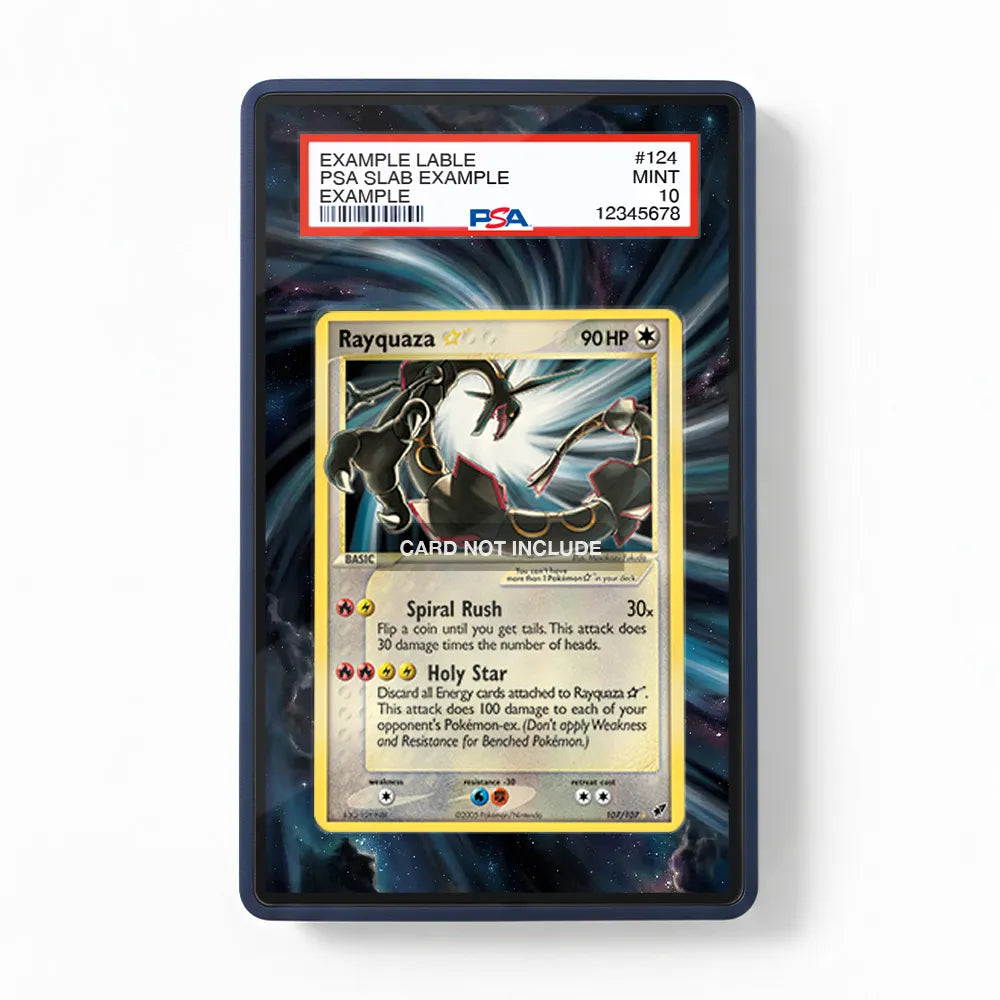Rayquaza 107-107 Gold Star EX Deoxys Extended Art Display Cases - PSA Slab Case - Front View