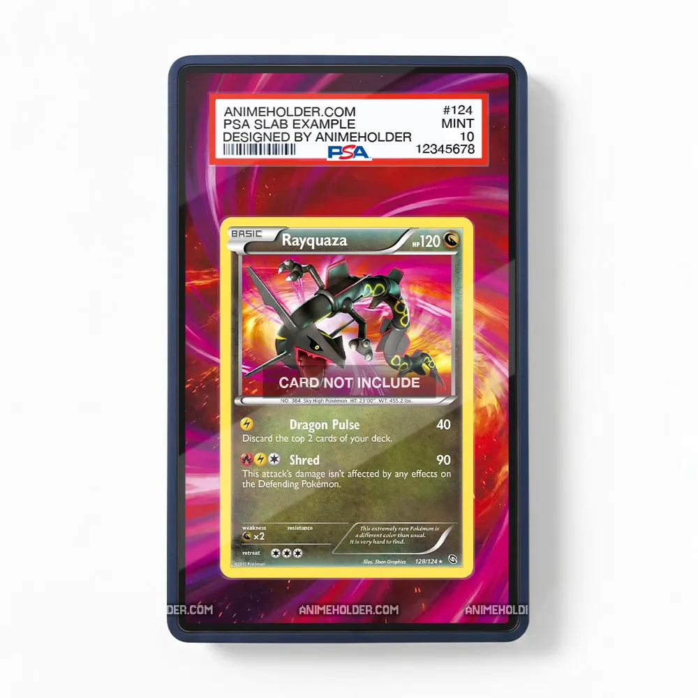 Rayquaza 128-124 Secret Rare Dragons Exalted Pokemon Cards Custom Art Display Cases - PSA Slab Case - Front View