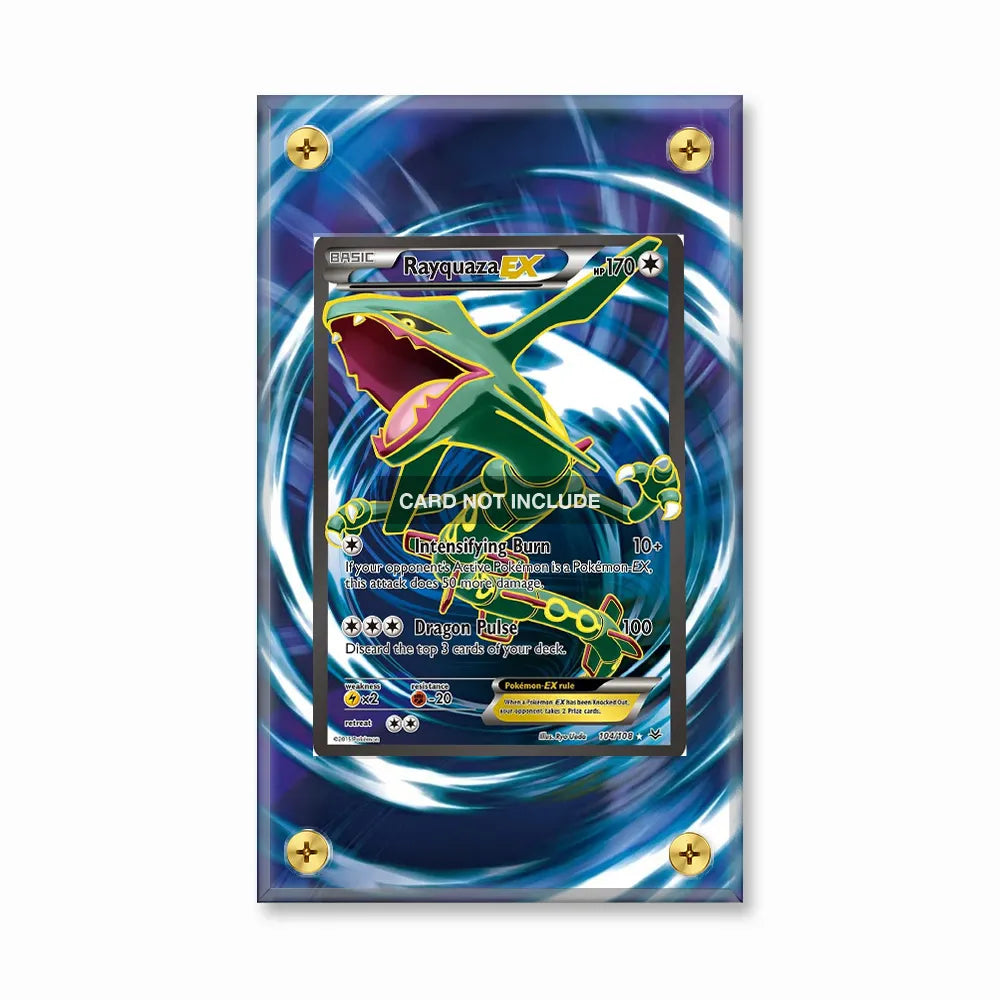 Rayquaza EX 104-108 Ultra Rare Roaring Skies Extended Art Display Cases - Screws Case - Front View