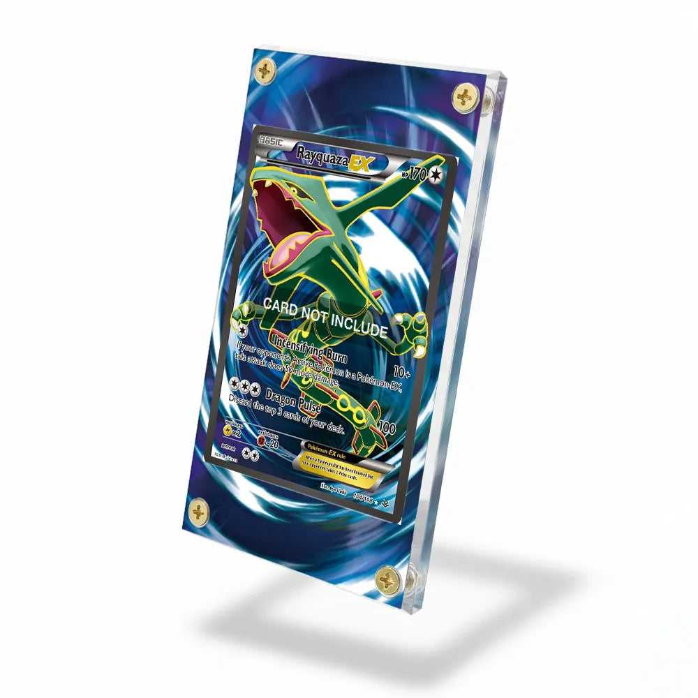 Rayquaza EX 104-108 Ultra Rare Roaring Skies Extended Art Display Cases - Screws Case - Side View