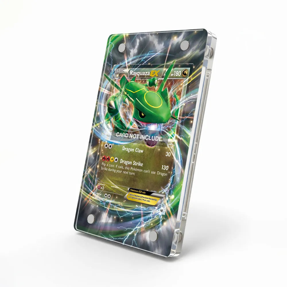 Rayquaza EX 60-108 Ultra Rare Roaring Skies Extended Art Display Cases - Magnetic Case - Side View