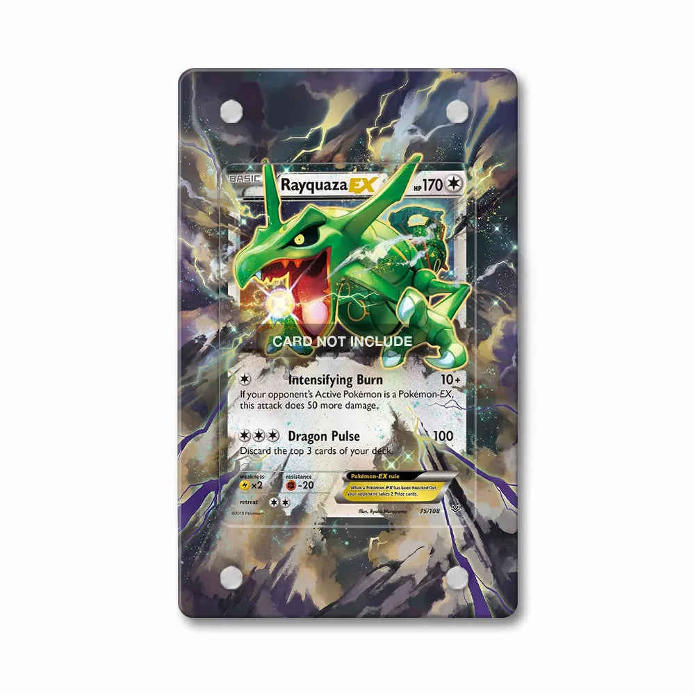Rayquaza EX 75-108 Roaring Skies Extended Art Display Cases - PSA Slab Case - Front View