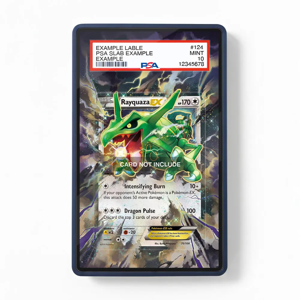 Rayquaza EX 75-108 Roaring Skies Extended Art Display Cases - PSA Slab Case - Front View