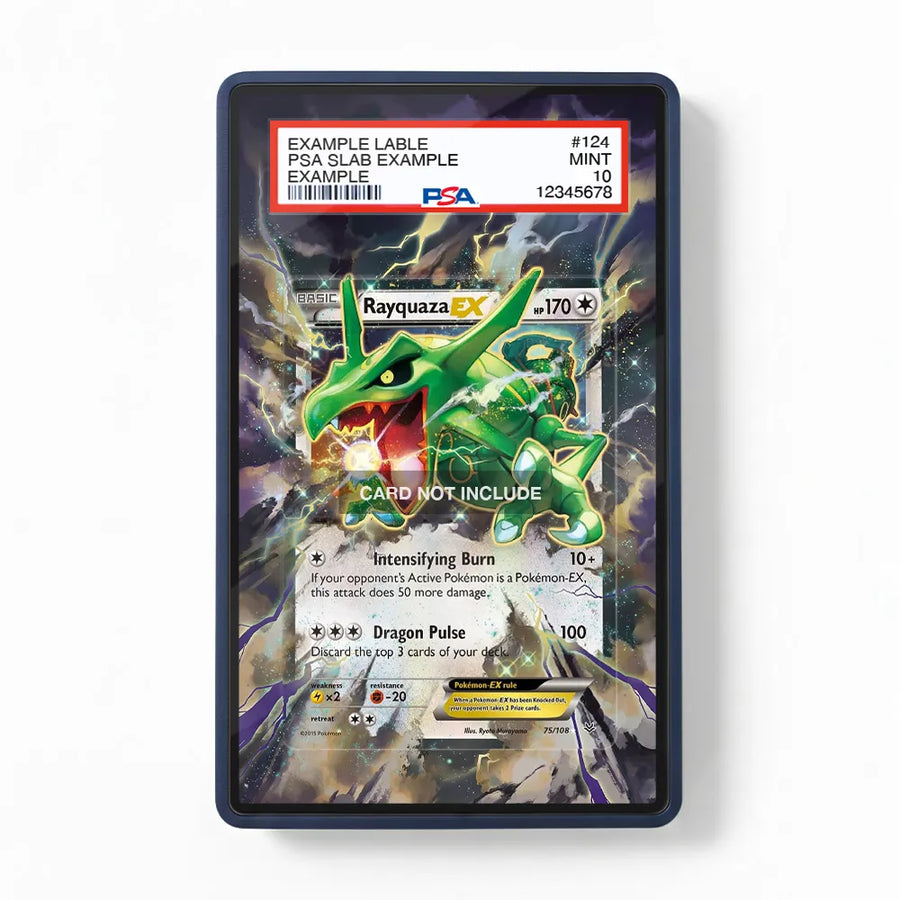 Rayquaza EX 75-108 Roaring Skies Extended Art Display Cases - PSA Slab Case - Front View