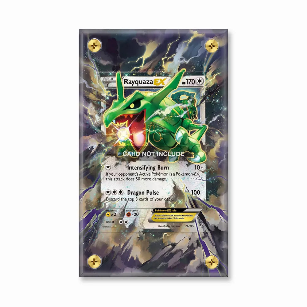 Rayquaza EX 75-108 Roaring Skies Extended Art Display Cases - Screws Case - Front View