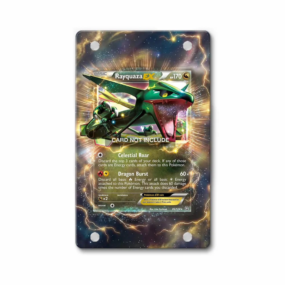 Rayquaza EX 85-124 Dragons Exalted Pokemon Cards Custom Art Display Cases - PSA Slab Case - Front View