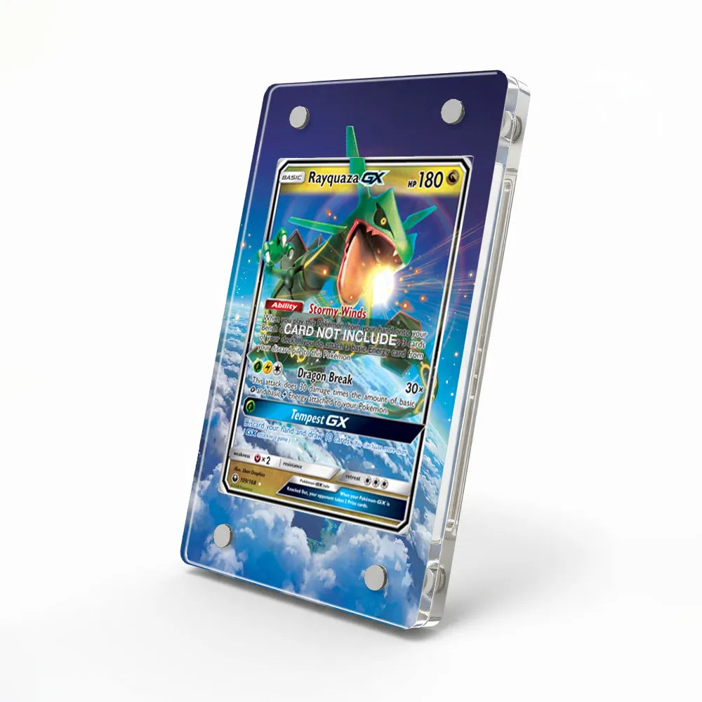 Rayquaza GX 109 Pokemon Celestial Storm Extended Art Display Cases - Magnetic Case - Side View