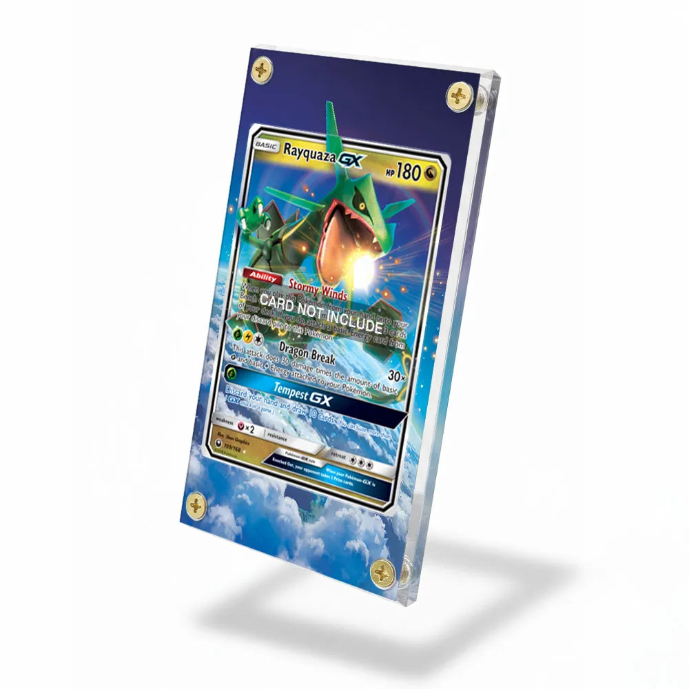 Rayquaza GX 109 Pokemon Celestial Storm Extended Art Display Cases - Screws Case - Side View