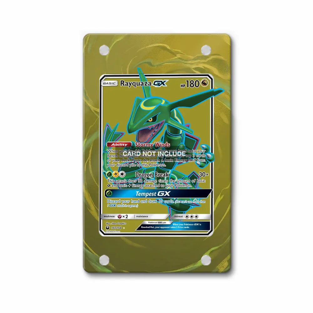 Rayquaza GX 166-168 Tempest Pokemon Cards Custom Art Display Cases - PSA Slab Case - Front View