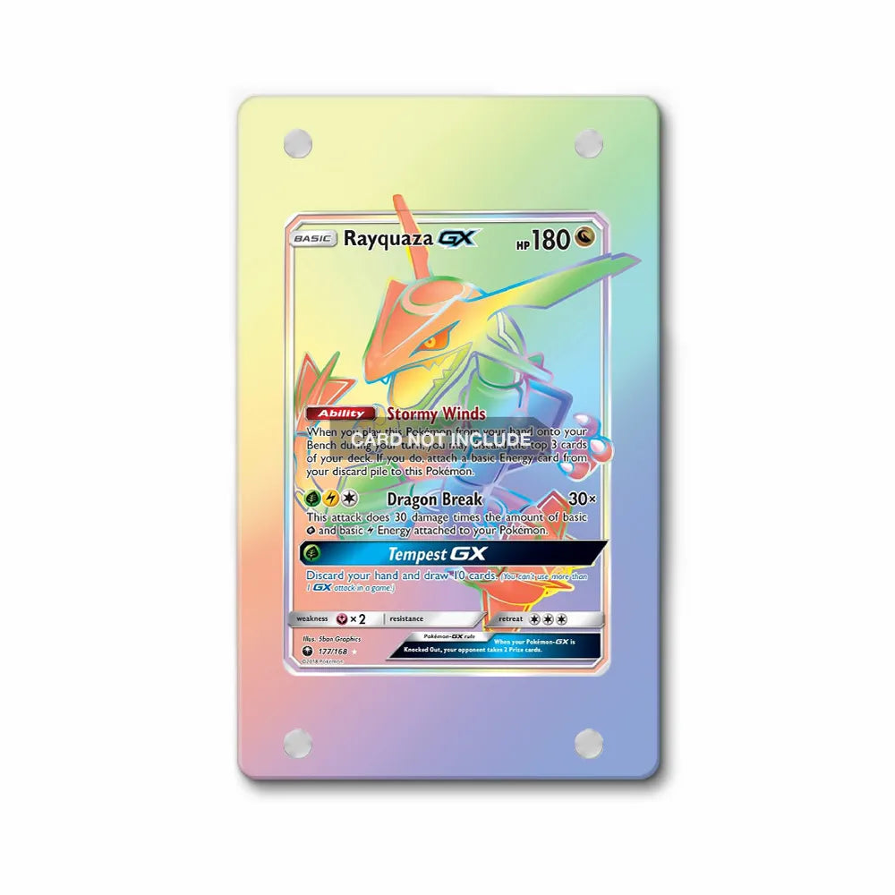 Rayquaza GX 177-168 Secret Rare Celestial Storm Pokemon Cards Custom Art Display Cases - PSA Slab Case - Front View