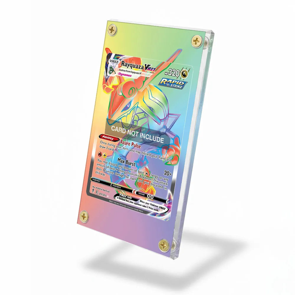 Rayquaza VMAX 082-067 Evolving Skies Pokemon Cards Custom Art Display Cases - Screws Case - Side View