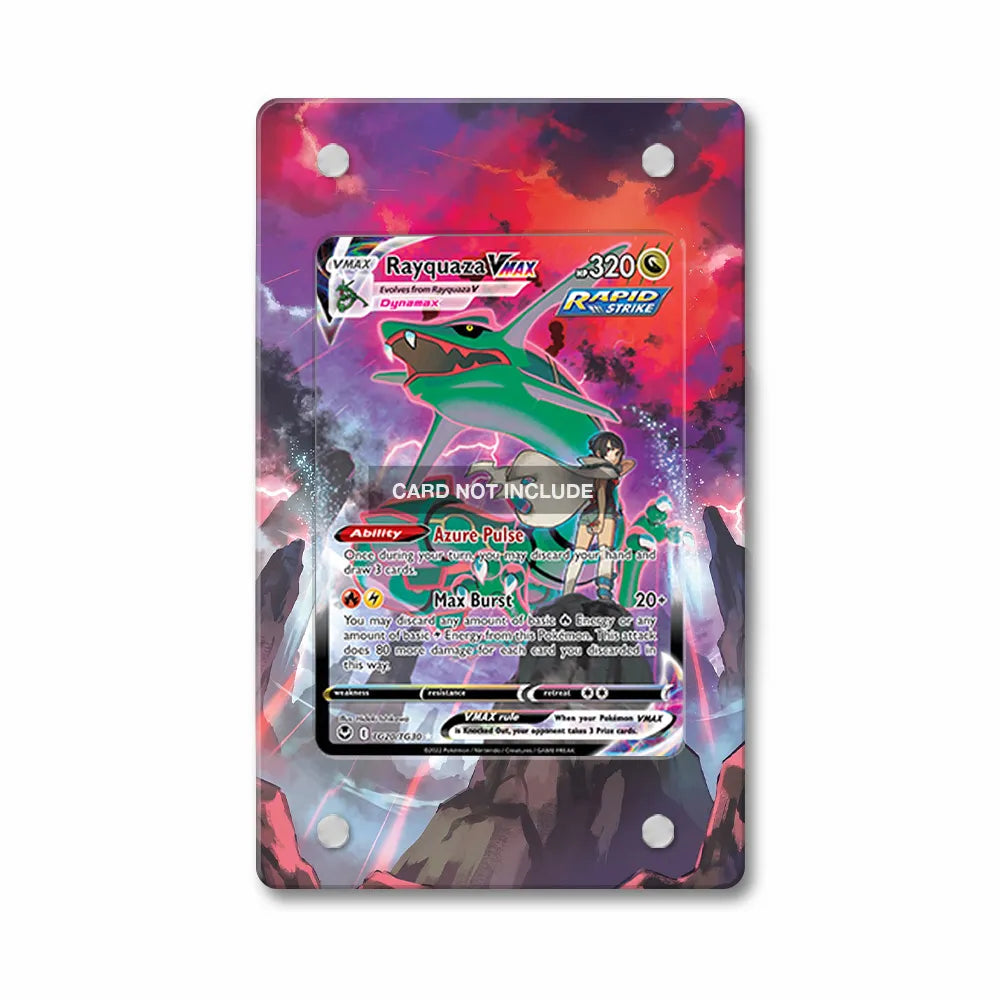Rayquaza VMAX TG20 Trainer Gallery Silver Tempest Extended Art Display Cases - Magnetic Case - Front View