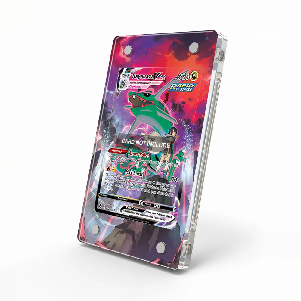 Rayquaza VMAX TG20 Trainer Gallery Silver Tempest Extended Art Display Cases - Magnetic Case - Side View
