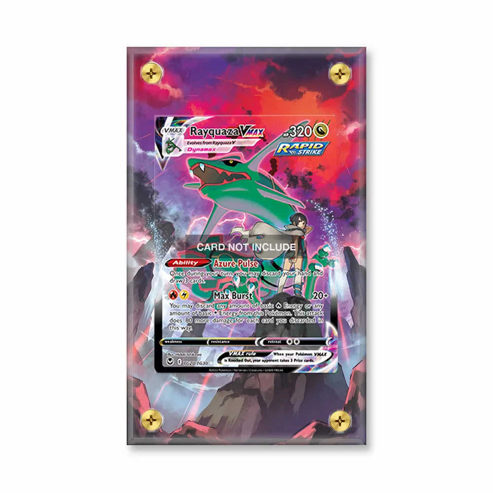 Rayquaza VMAX TG20 Trainer Gallery Silver Tempest Extended Art Display Cases - Screws Case - Front View