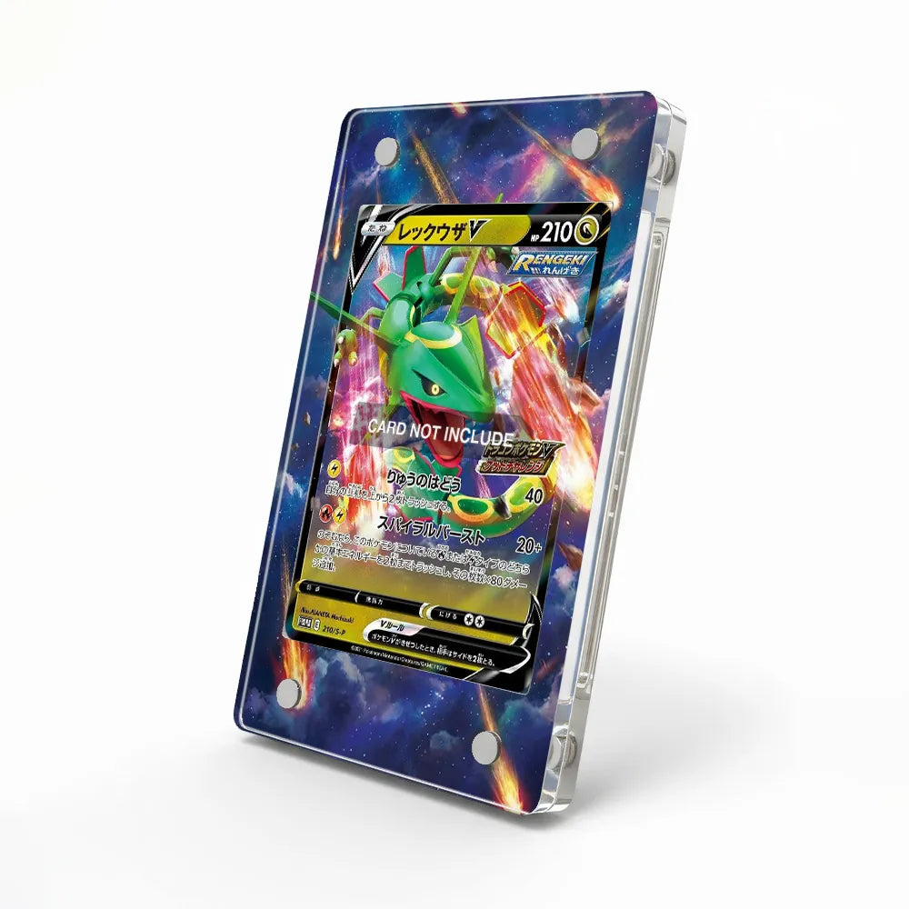 Rayquaza V 210-S-P Japanese Promo Pokemon Cards Custom Art Display Cases - Magnetic Case - Side View