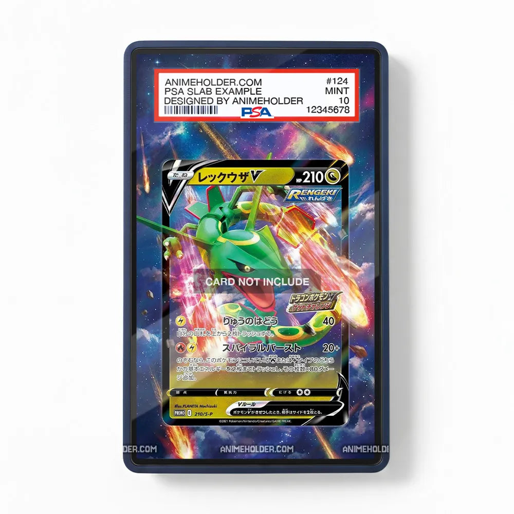 Rayquaza V 210-S-P Japanese Promo Pokemon Cards Custom Art Display Cases - PSA Slab Case - Front View