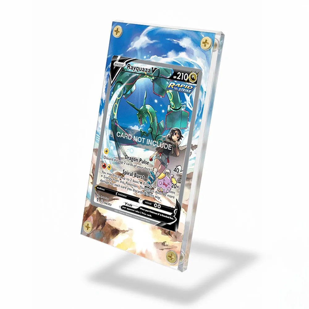 Rayquaza V SIR SAR Evolving Skies Alternate Art Extended Art Display Cases - Screws Case - Side View