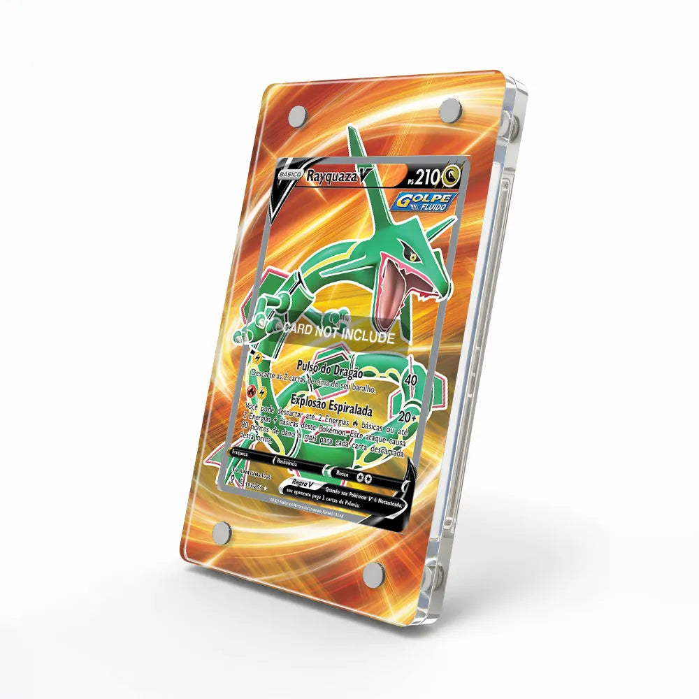 Rayquaza V Secret Rare SR Evolving Skies Extended Art Display Cases - Magnetic Case - Side View