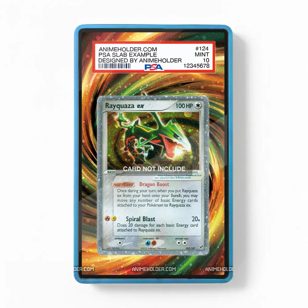 Rayquaza ex 102-107 EX Deoxys Pokemon Cards Custom Art Display Cases - PSA Slab Case - Front View
