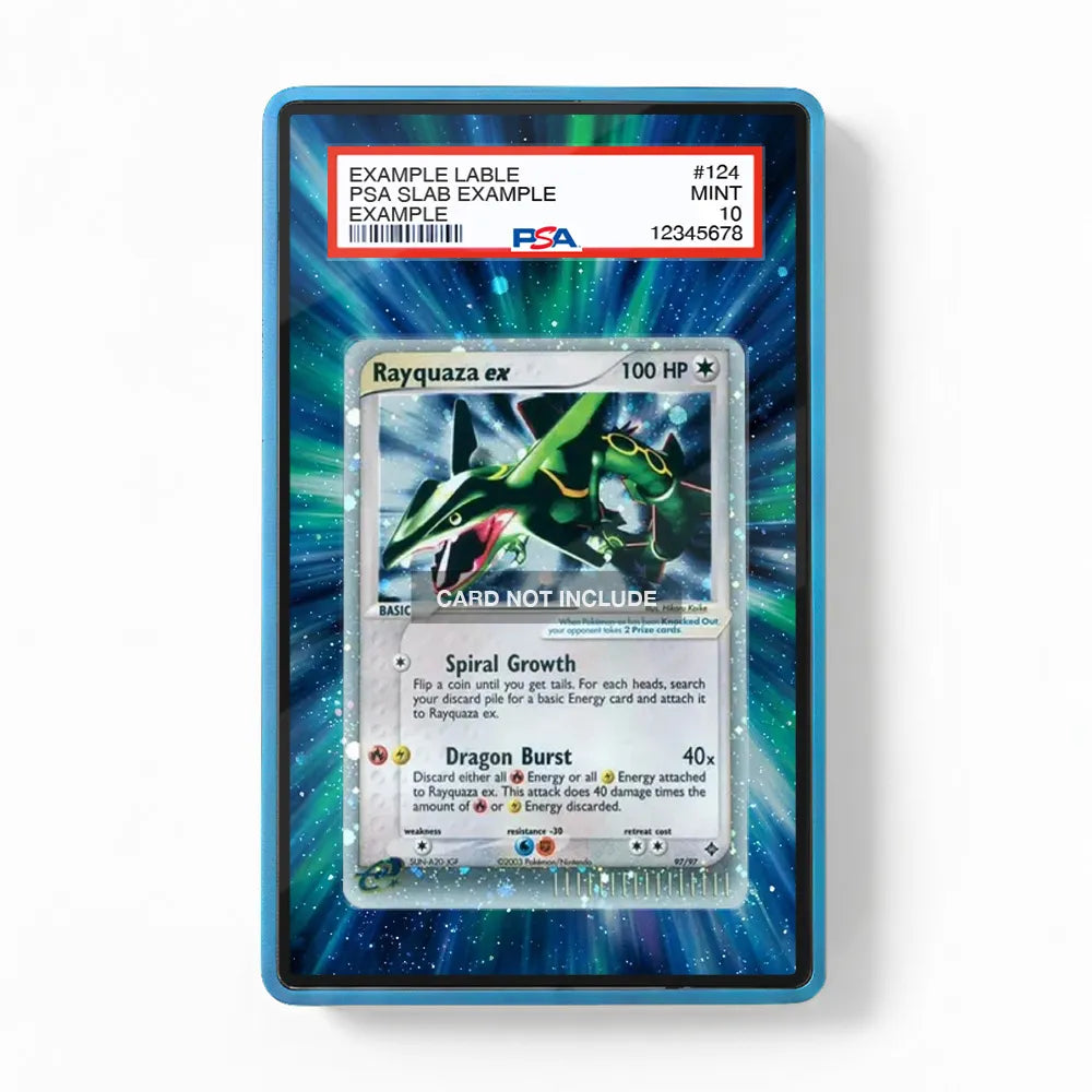 Rayquaza ex 97-97 EX Dragon Extended Art Display Cases - PSA Slab Case - Front View