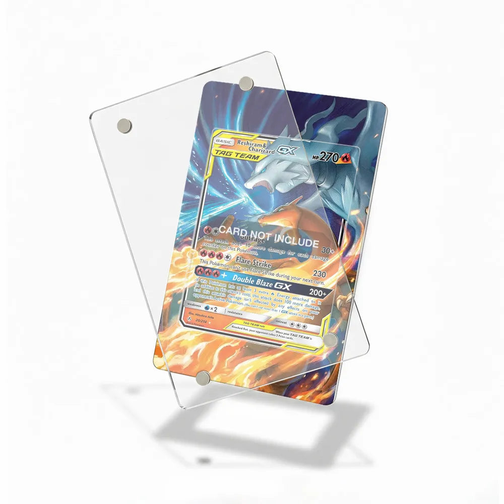 Reshiram & Charizard GX 20 Unbroken Bonds Pokemon Cards Custom Art Display Cases - Magnetic Case - Detail View
