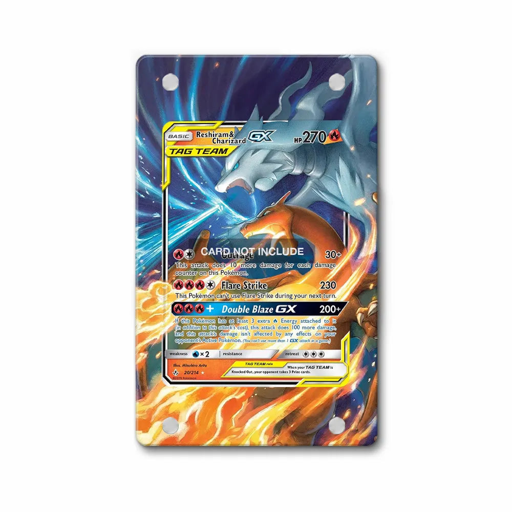 Reshiram & Charizard GX 20 Unbroken Bonds Pokemon Cards Custom Art Display Cases - Magnetic Case - Front View