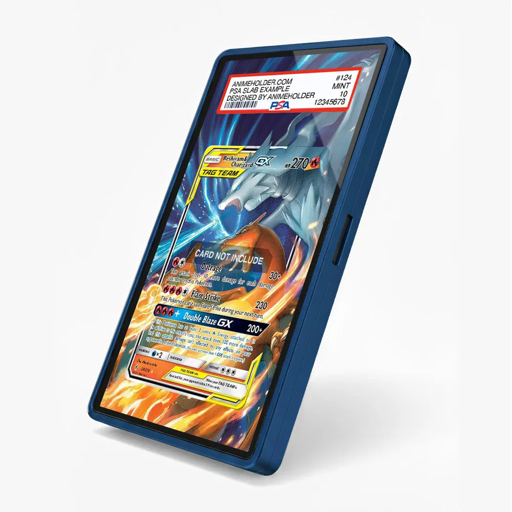 Reshiram & Charizard GX 20 Unbroken Bonds Pokemon Cards Custom Art Display Cases - PSA Slab Case - Side View