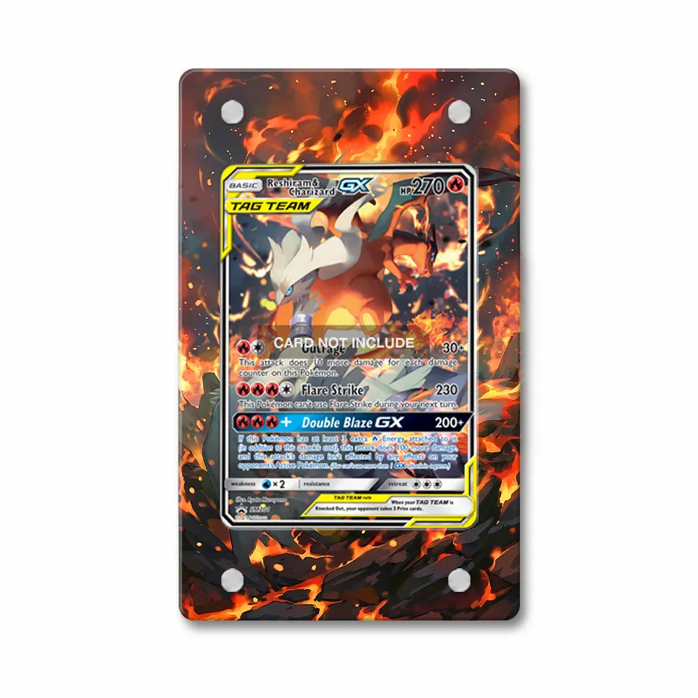 Reshiram & Charizard GX SM201 Promo Extended Art Display Cases - Magnetic Case - Front View