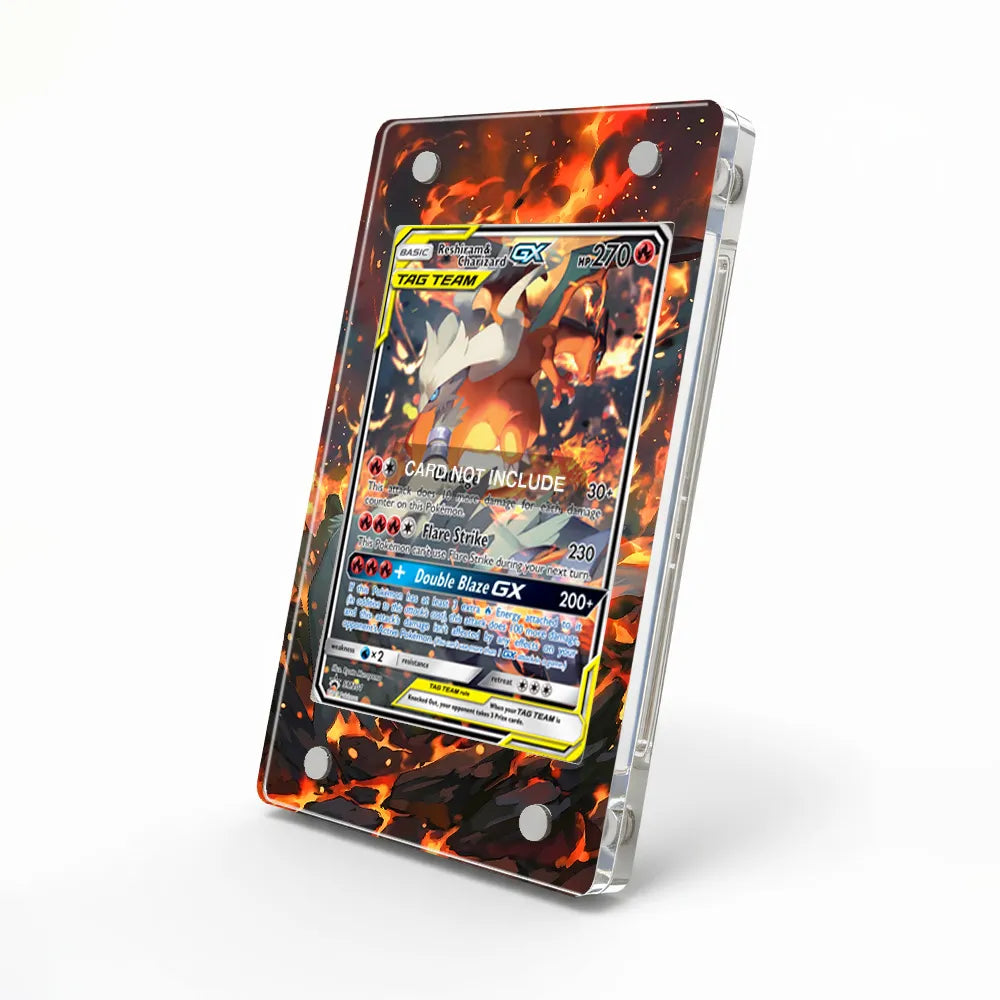 Reshiram & Charizard GX SM201 Promo Extended Art Display Cases - Magnetic Case - Side View