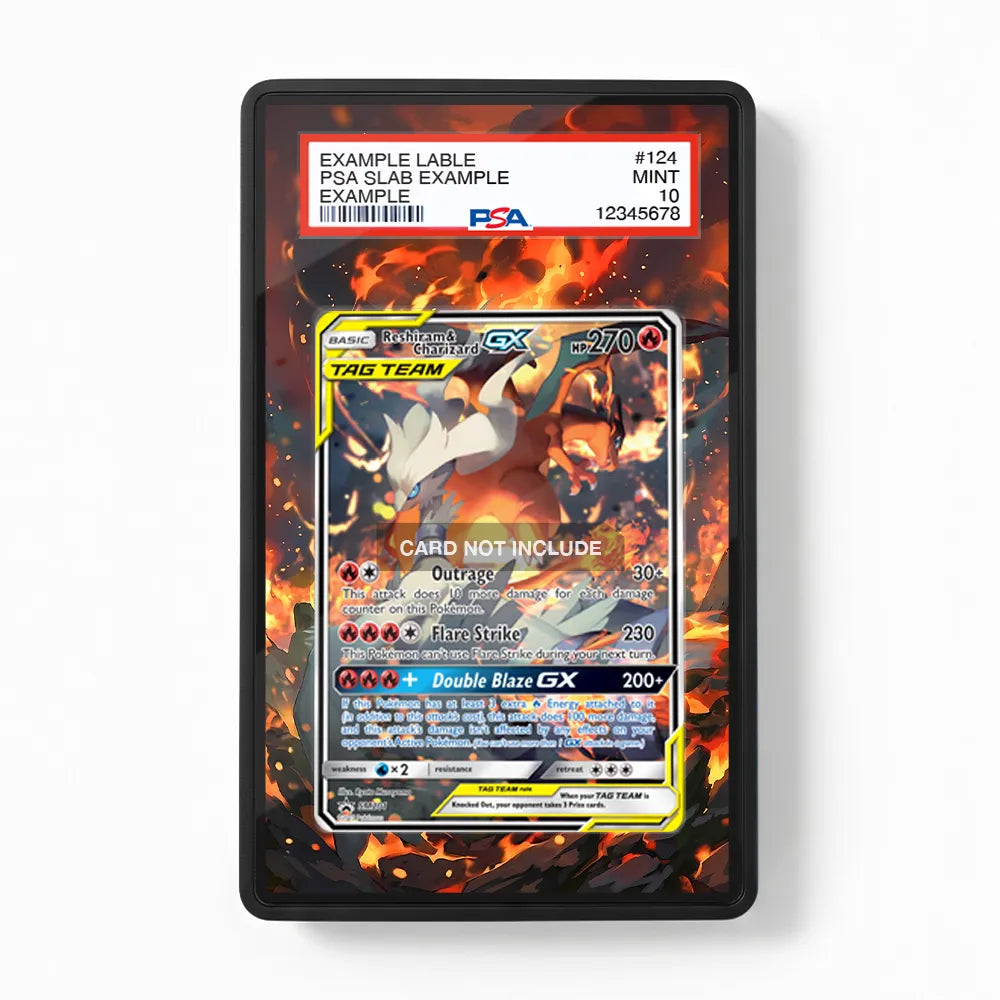 Reshiram & Charizard GX SM201 Promo Extended Art Display Cases - PSA Slab Case - Front View