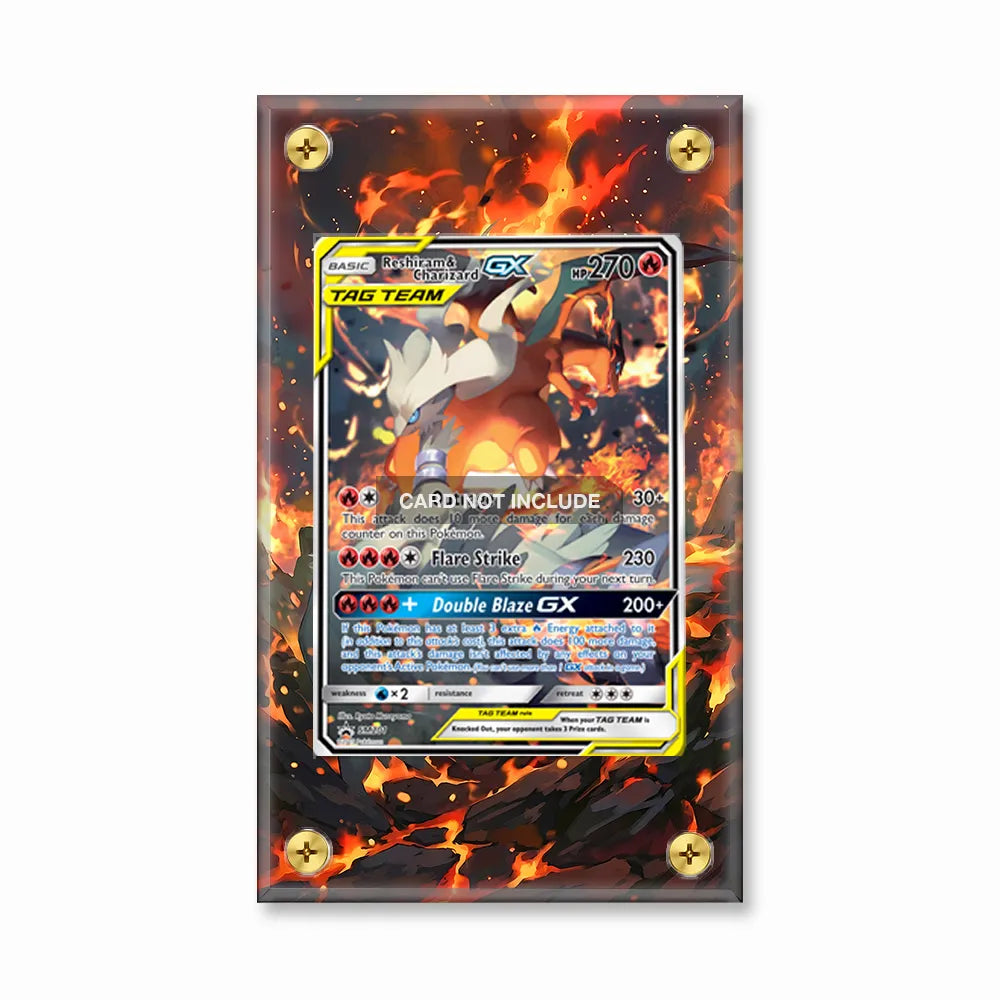 Reshiram & Charizard GX SM201 Promo Extended Art Display Cases - Screws Case - Front View