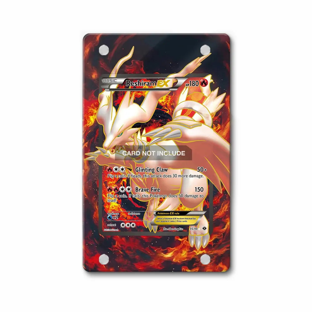Reshiram EX 95-99 Black and White Pokemon Cards Custom Art Display Cases - PSA Slab Case - Front View