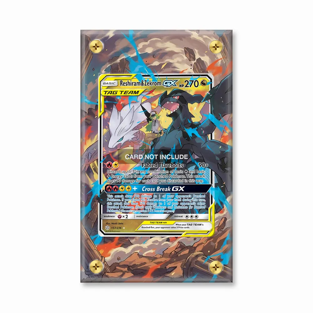 Reshiram & Zekrom-GX 157-236 Extended Art Display Cases - Screws Case - Front View