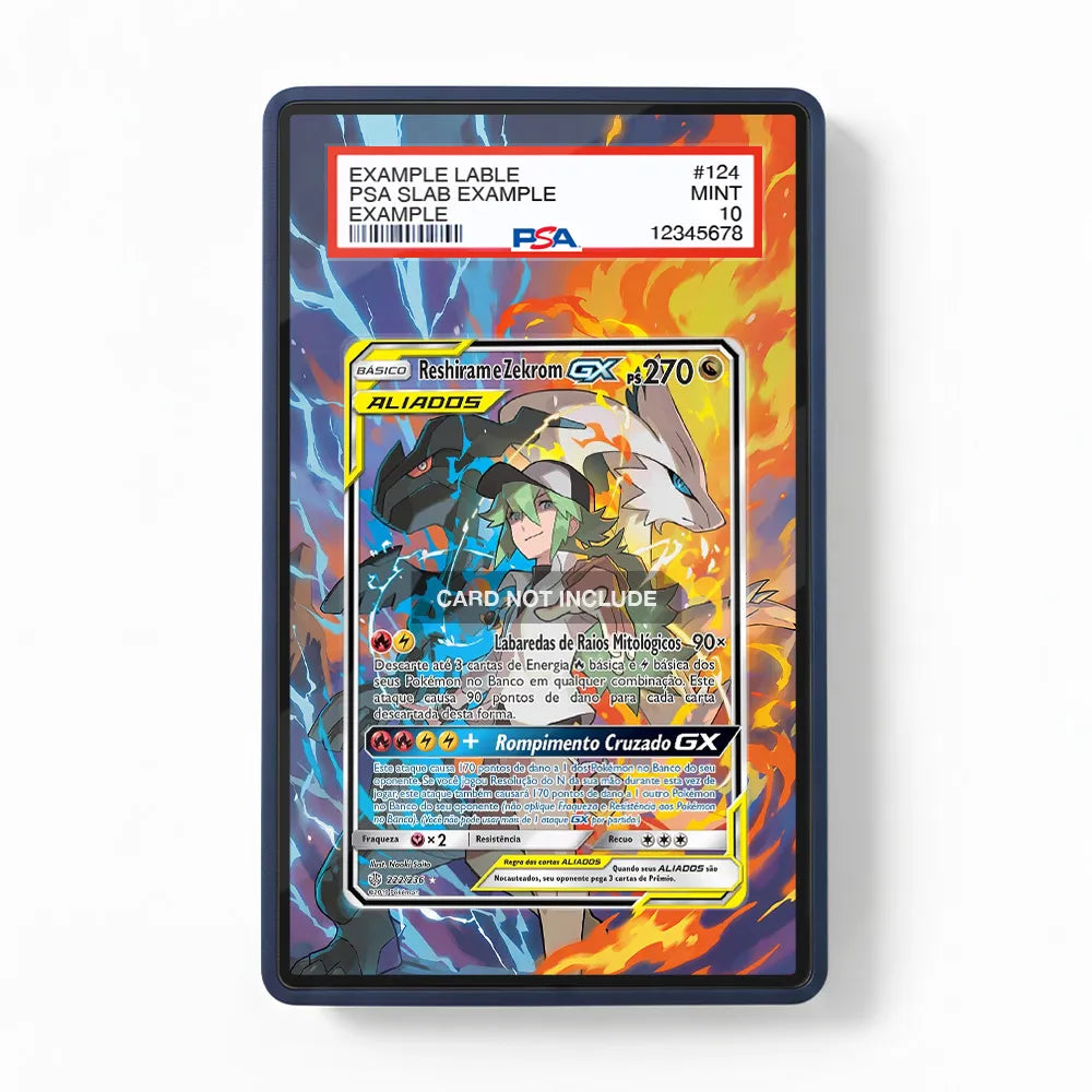 Reshiram Zekrom-GX 222-236 Cosmic Eclipse Extended Art Display Cases - PSA Slab Case - Front View