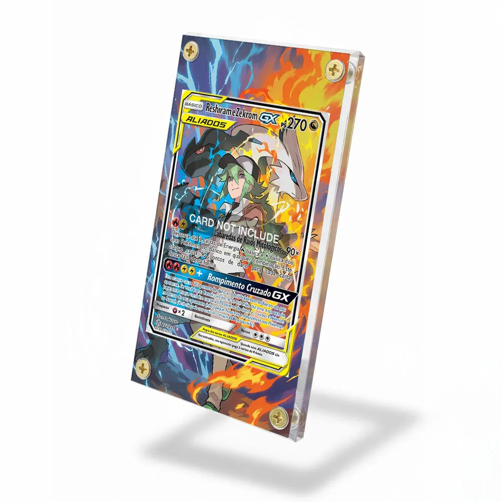 Reshiram Zekrom-GX 222-236 Cosmic Eclipse Extended Art Display Cases - Screws Case - Side View