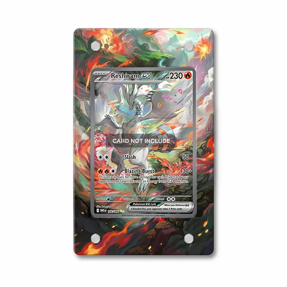 Reshiram ex 166-086 SIR SAR White Flare Extended Art Display Cases - Magnetic Case - Front View