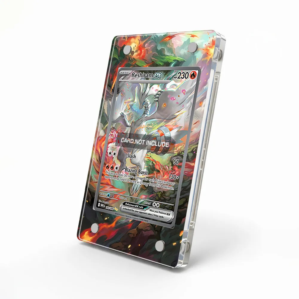 Reshiram ex 166-086 SIR SAR White Flare Extended Art Display Cases - Magnetic Case - Side View