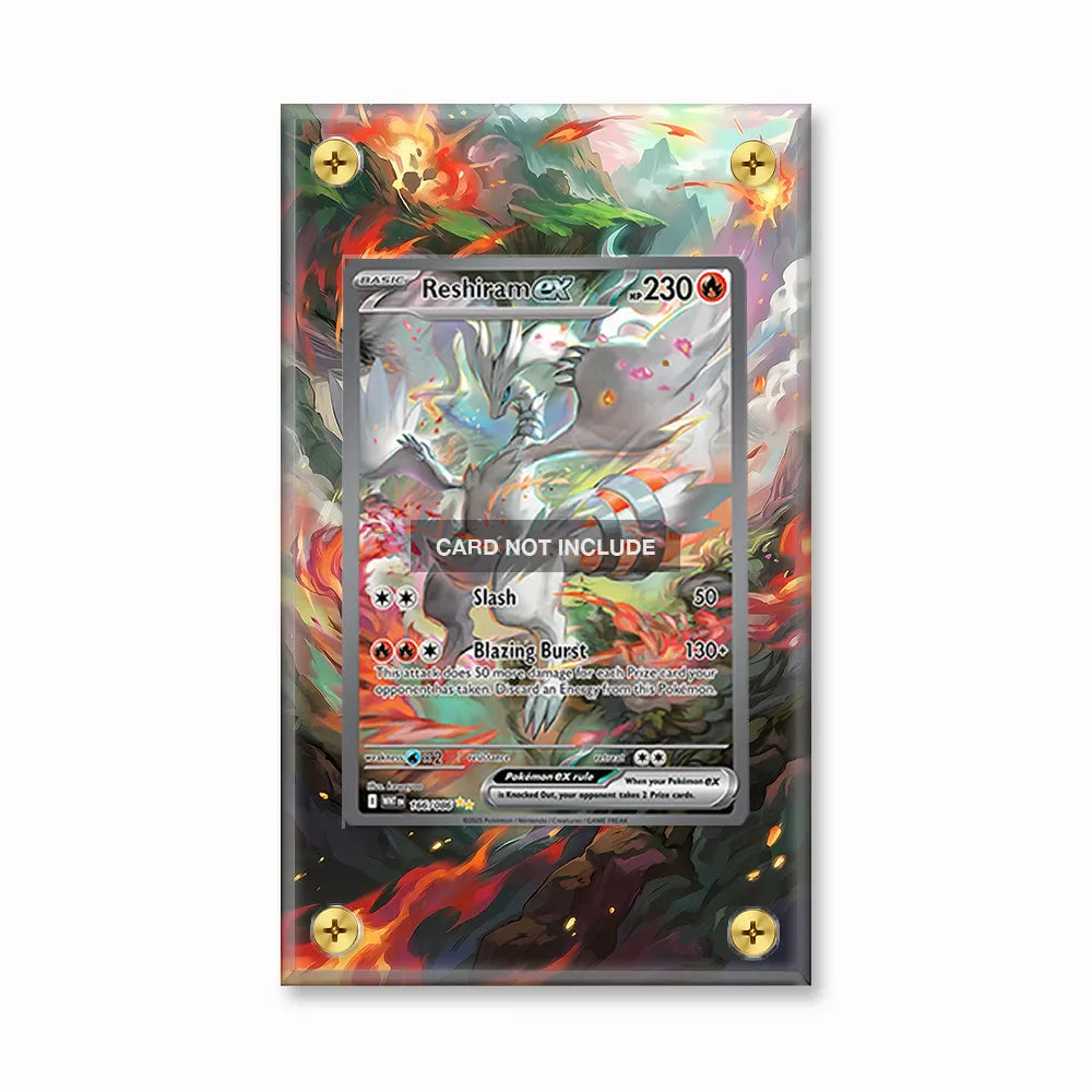 Reshiram ex 166-086 SIR SAR White Flare Extended Art Display Cases - Screws Case - Front View
